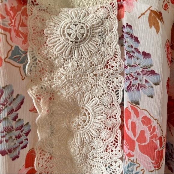 Time and Tru Sheer Kimono Shawl Mixed Floral Print Women One Size - Picture 6 of 10